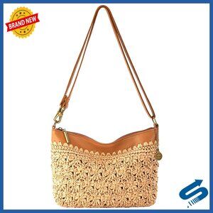 Convertible Crossbody Bag in Leather & Crochet, 3-in-1 Shoulder Clutch Purse